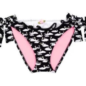 NWOT Betsey Johnson Swan Lake Black & White Ruffle Side Tie Hipster Bottom Sz M